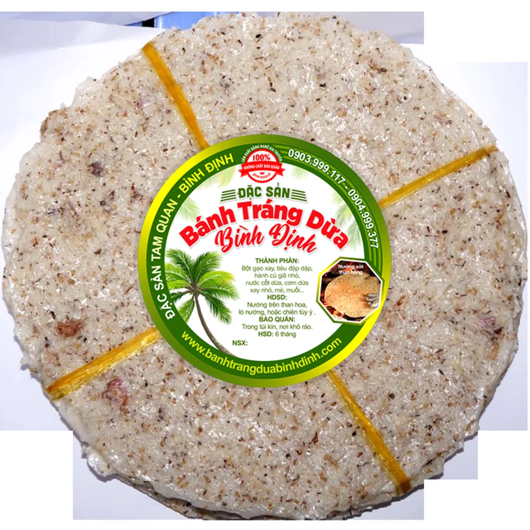 bánh tráng Bình Định dừa loại 1kg chuẩn bị nướng