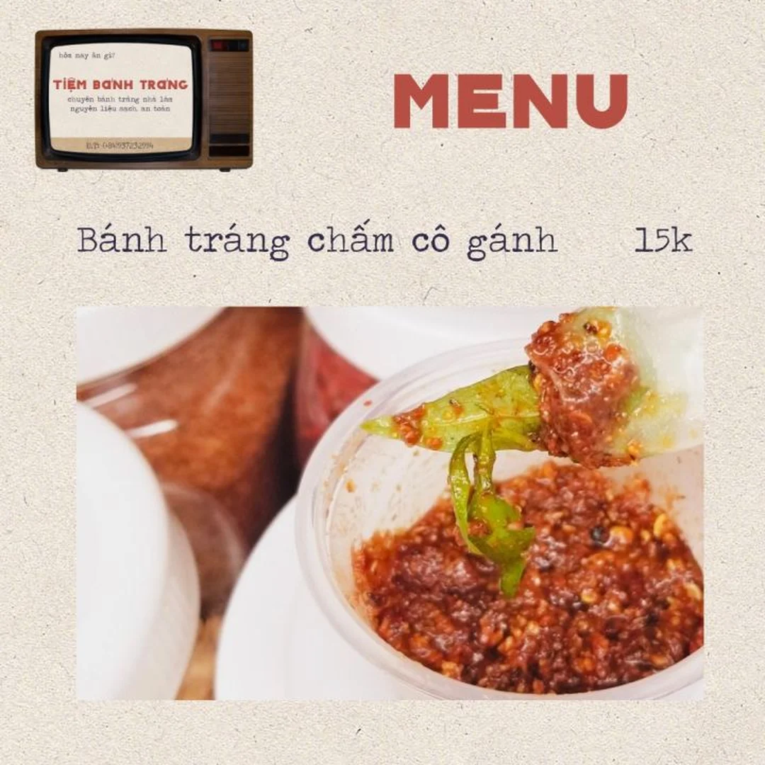 bánh tráng chấm cô gánh với topping chua cay dễ ăn xế