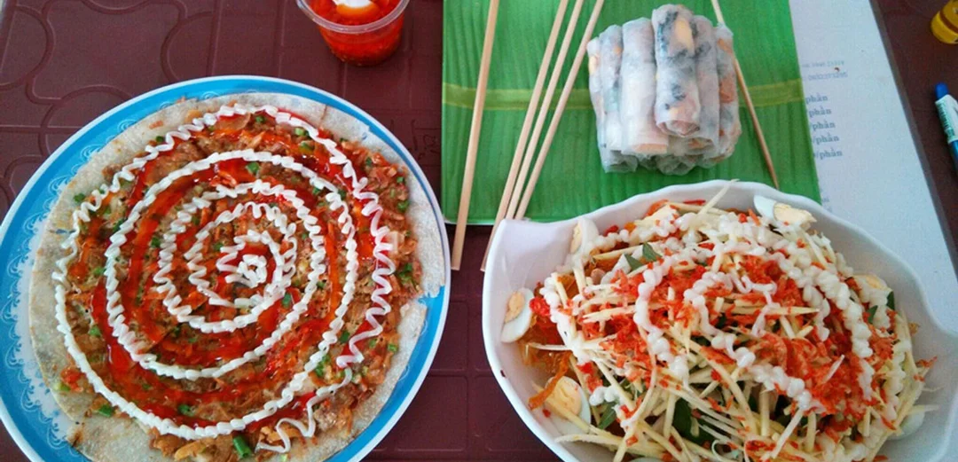 bánh tráng cuốn bà bắc nhiều topping