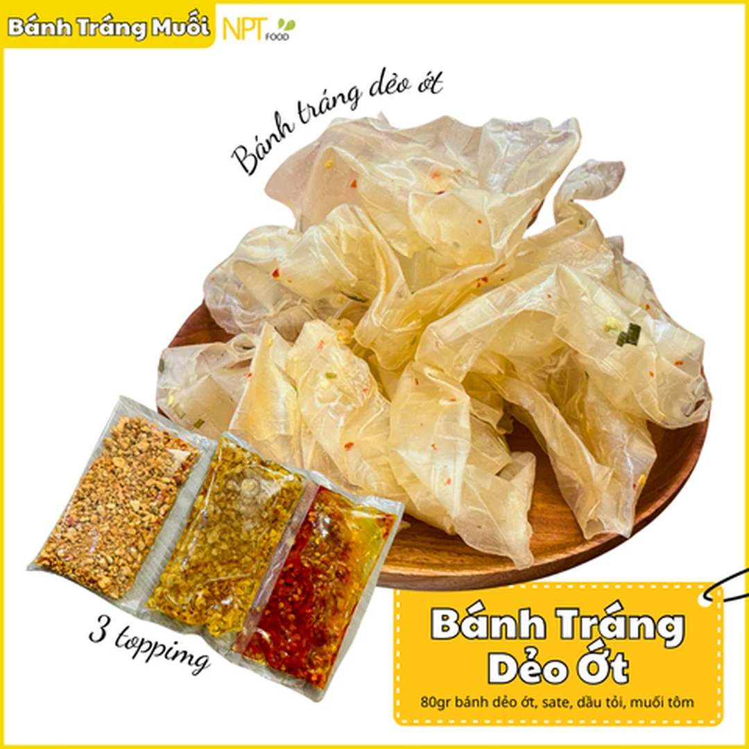 bánh tráng dẻo đóng gói phù hợp ăn vặt và làm quà