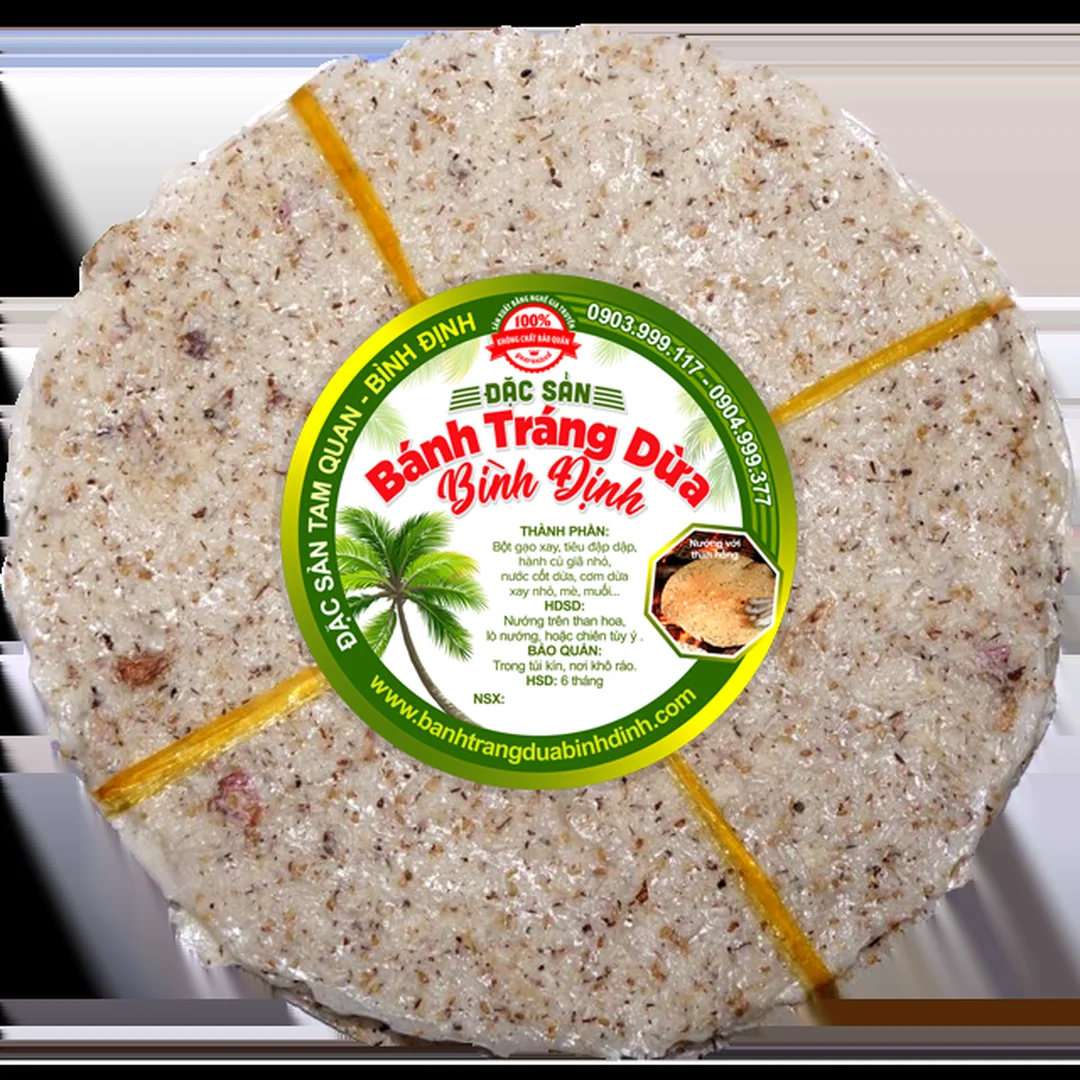 bánh tráng dừa Bình Định đóng gói 1kg