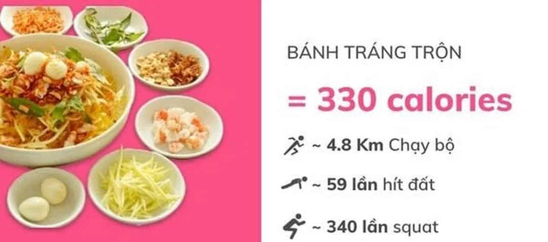 bánh tráng trộn bao nhiêu calo khi thêm topping trứng cút khô bò