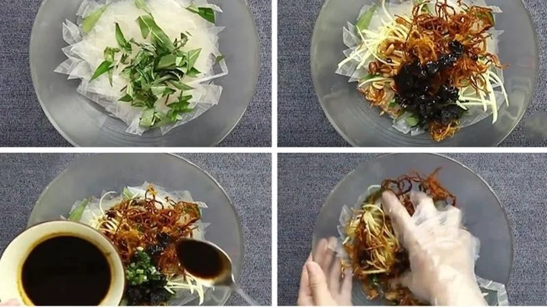 cách làm bánh tráng trộn với đầy đủ nguyên liệu