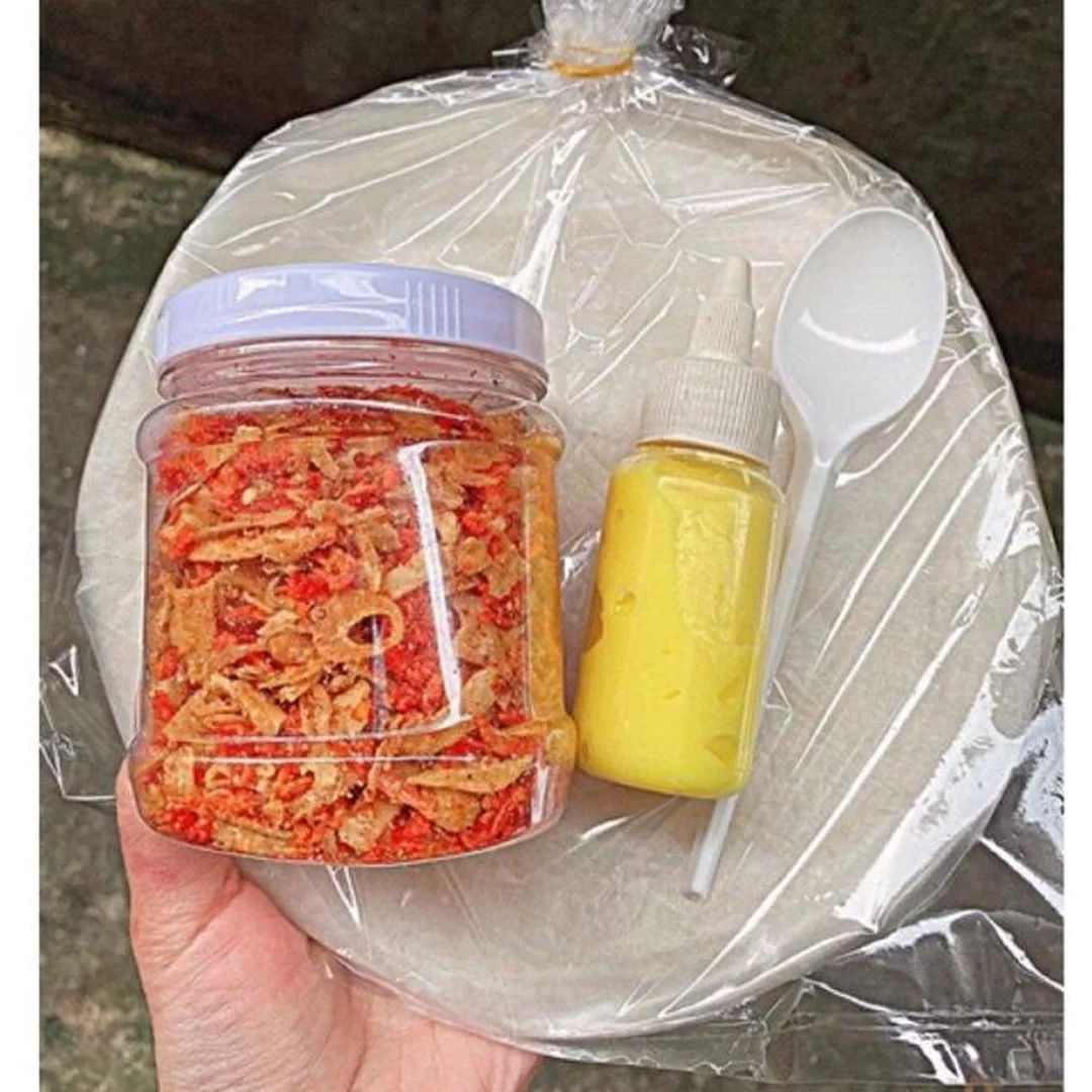 combo bánh tráng phơi sương đóng hộp với nhiều loại sốt